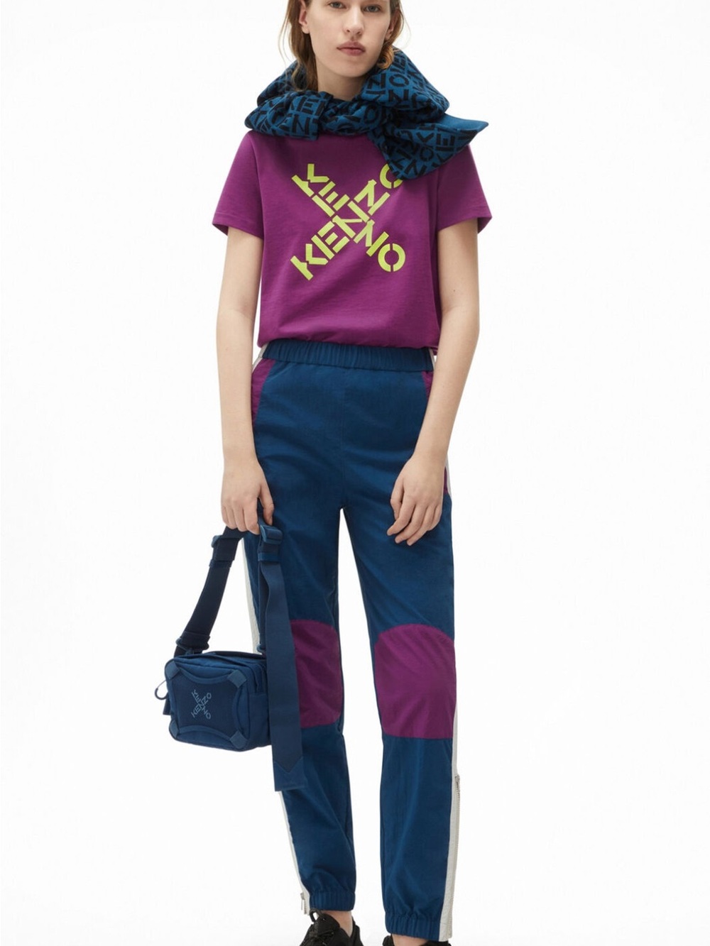 Kenzo Women's Colorblock Track Pants - Blue & Purple